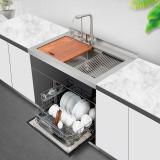 欧恒OHD8集成水槽嵌入式洗碗机烘干消毒全自动一体机